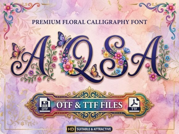 Aqsa: A Floral Calligraphy Font for Nature-Inspired Design
